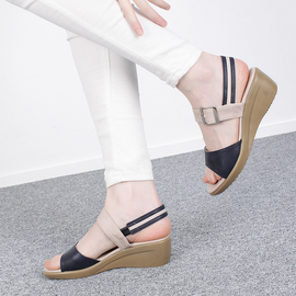 [GIRLS GOOB] Women's Comfortable Wedge Sandal Platform Slip-On Shoes, Synthetic Leather + Band - Made in KOREA